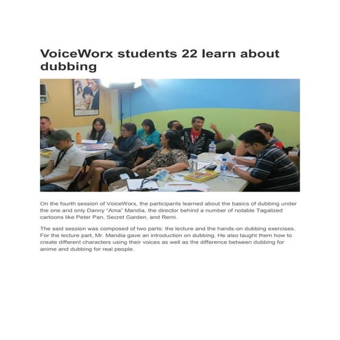 Voice worx students 22 learn about dubbing