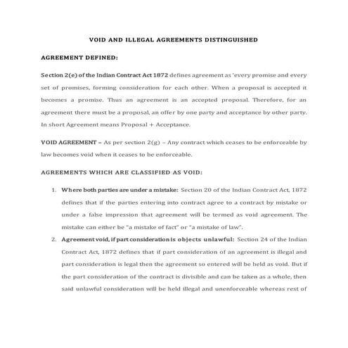 Void and illegal agreements distinguished