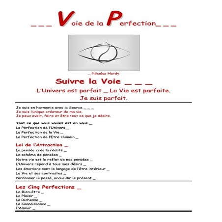 Voie de la    perfection reésumé