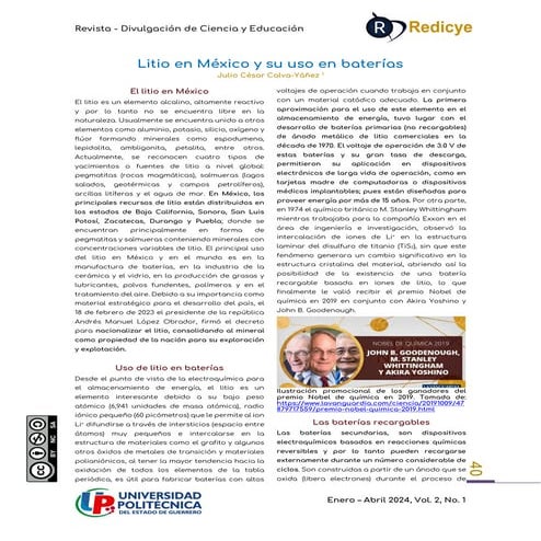 Litio en México y su uso en baterías | PDF
