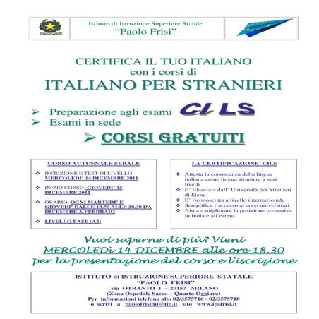 Volanto inizio corsi CILS 2011 | PDF