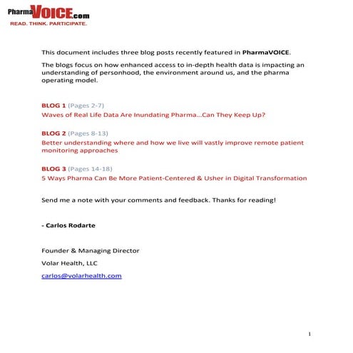 Volar Health PharmaVOICE Blogs 2018