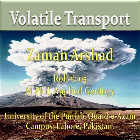 Volatile Transport  - Magmatic Differentiation