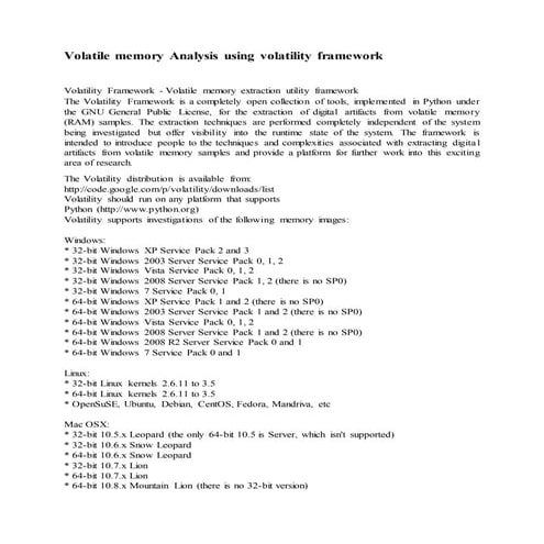 Volatile memory analysis | PDF