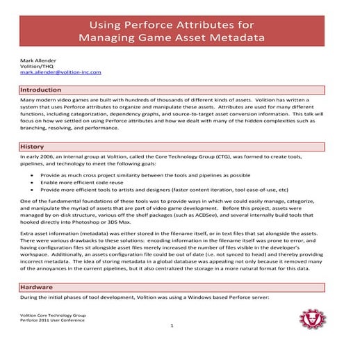 White Paper: Using Perforce 'Attributes' for Managing Game Asset ...