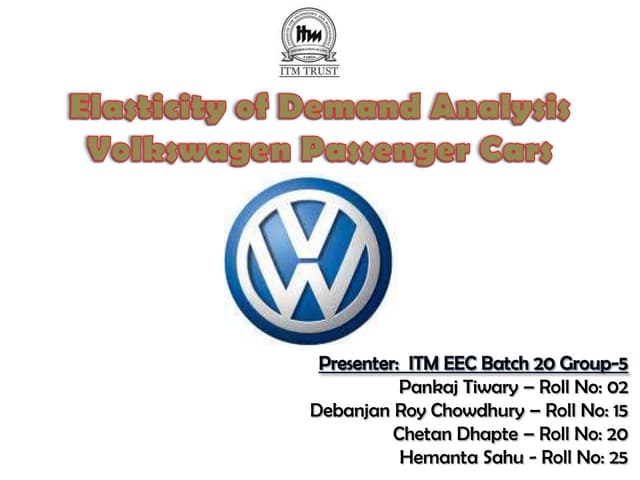 Volkswagen elasticity of demand