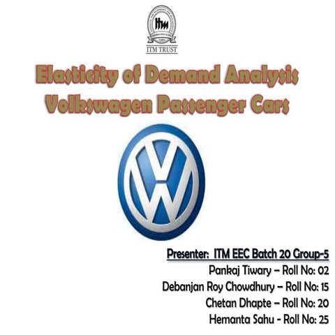 Volkswagen elasticity of demand