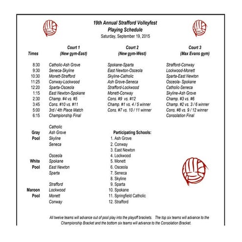 Volleyfest Schedule  2015