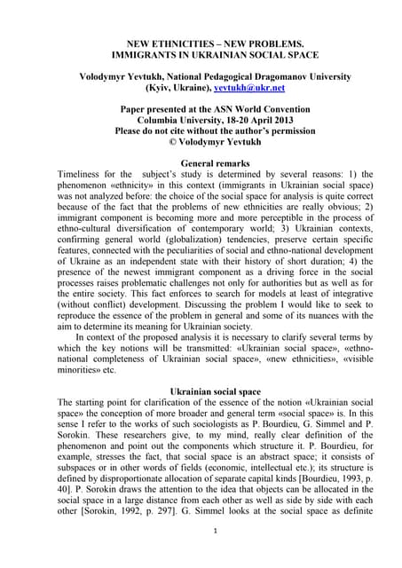 New ethnicities – New problems. Imm...