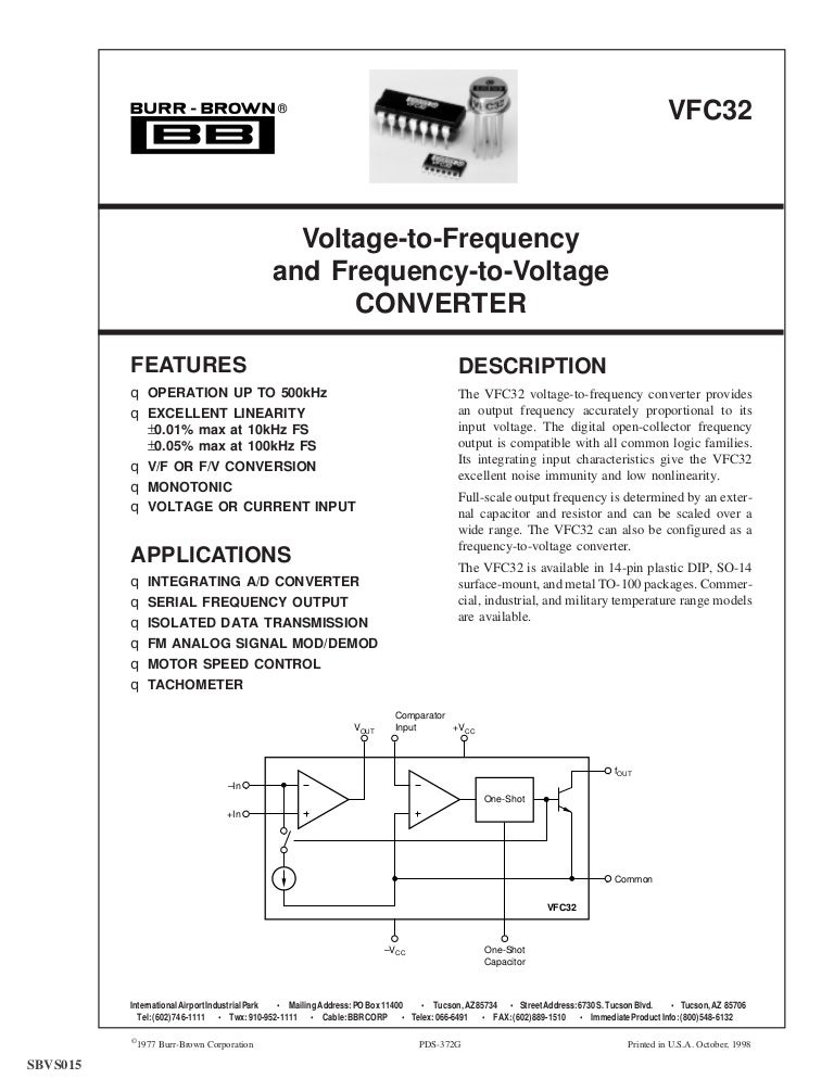 Voltage tofrequency and frequencytovoltage converter