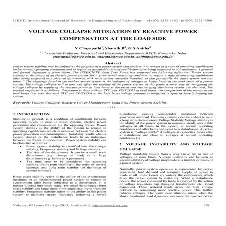 Voltage collapse mitigation by reactive power