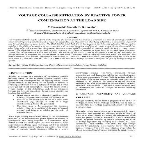 Voltage collapse mitigation by reactive power compensation at the load side