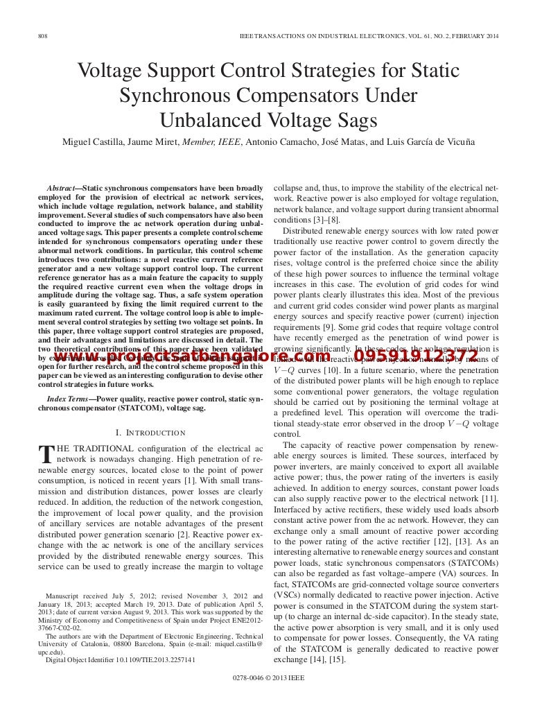 Voltage Support Control Strategies for Static Synchronous Compensator…
