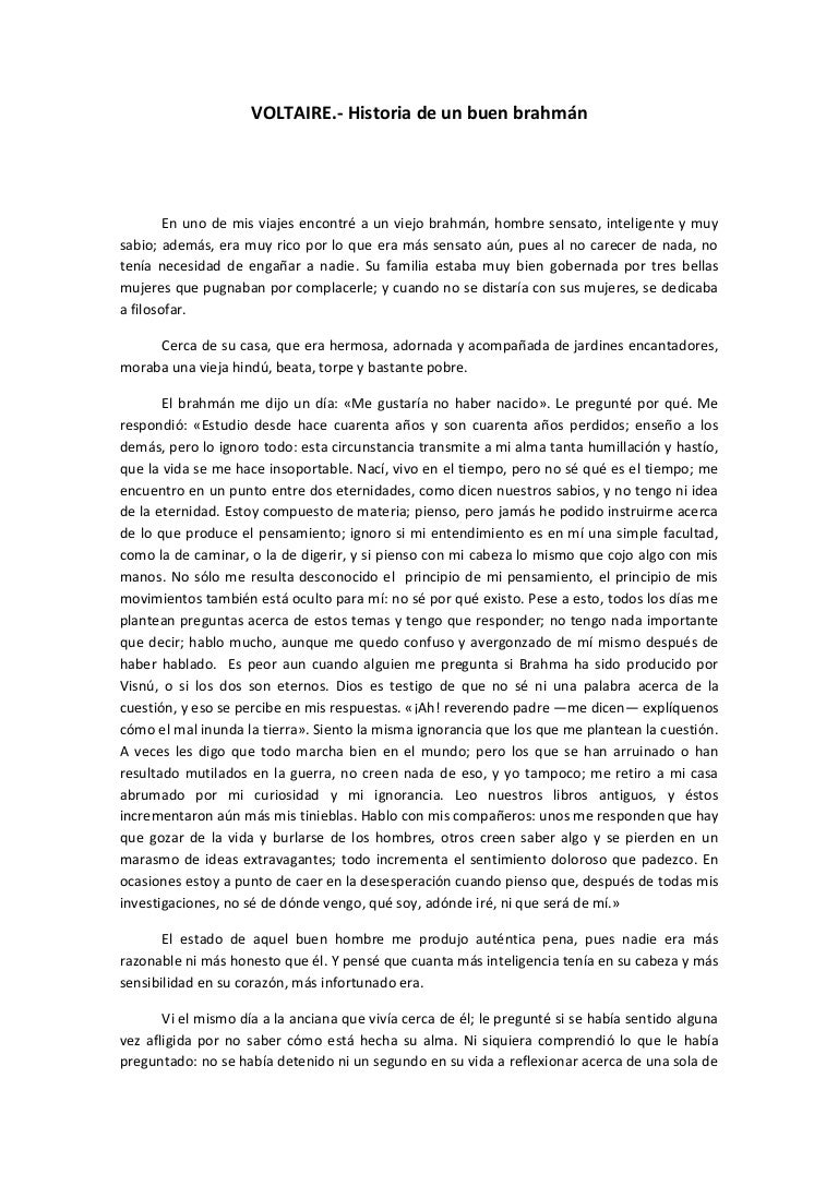 Voltaire Historia De Un Buen Brahman
