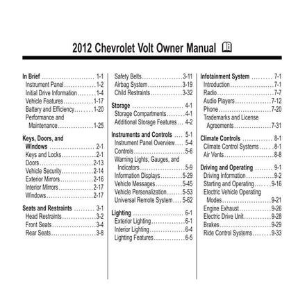 2012 Chevrolet Volt Owners Manual