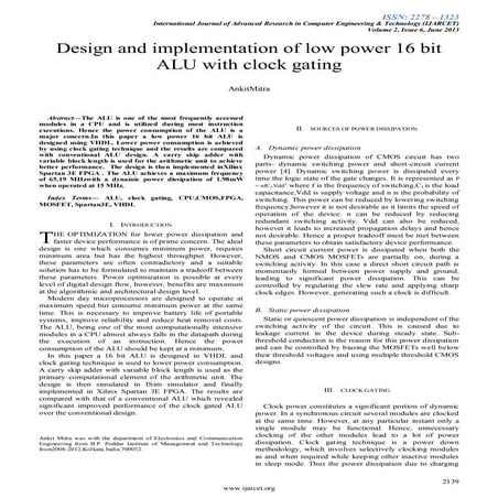 POWER EFFICIENT ALU DESIGN WITH CLOCK AND CONTROL-SIGNAL GATING ...