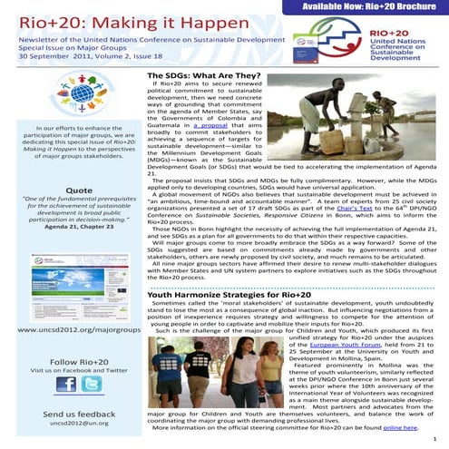 Rio +20 - Newsletter: Volume 2, issue 18 (30 september 2011)