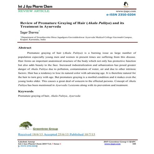 PREMATURE GREYING OF HAIR