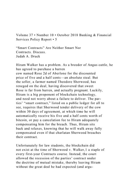 Volume 37 • Number 10 • October 2018 Banking & Financial Servi.docx