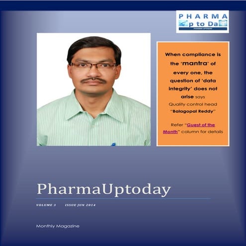 Pharma Uptoday - Volume 3 issue jun 2014