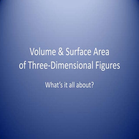 Volume & surface area