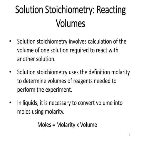 Volumetric analysis-Solution stoichiometry