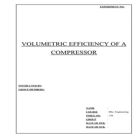 Volumetric efficient of a compressor