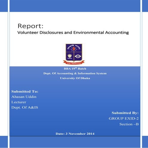 Volunteer disclosure & environmental reporting