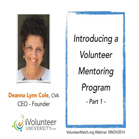 Introducing a Volunteer Mentoring Program - Part I