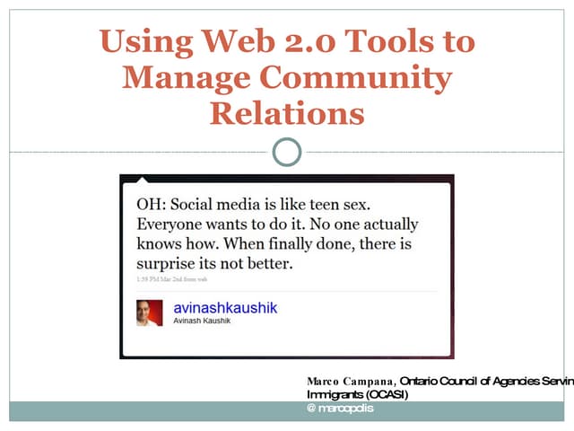 Volunter Toronto Using Web 2.0 Tools to Manage Community Relations