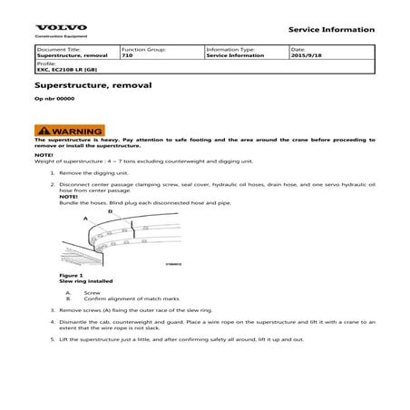 Volvo ec210 b lr ec210blr excavator service repair manual | PDF