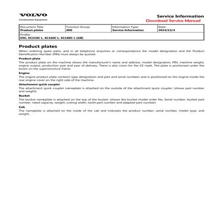 Volvo Ec210c L Ec210cl Service Repair Manual.pdf