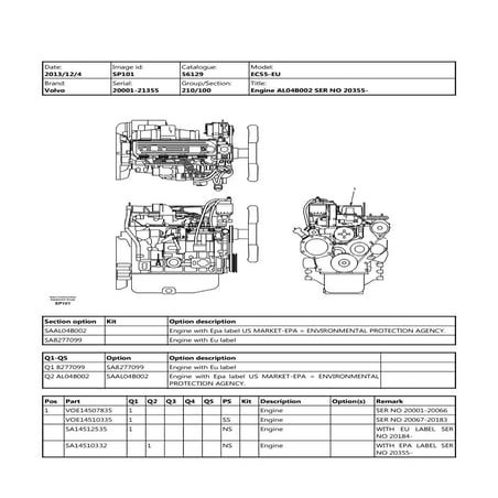 Volvo EC55-EU Compact Excavator Parts Catalogue Manual (SN 20001 ...