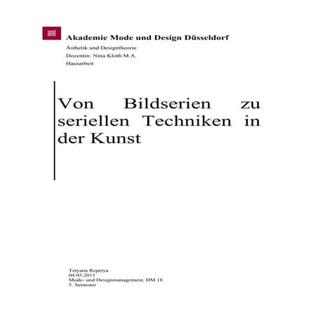 Von Bildserien zu seriellen tTechniken in der Kunst
