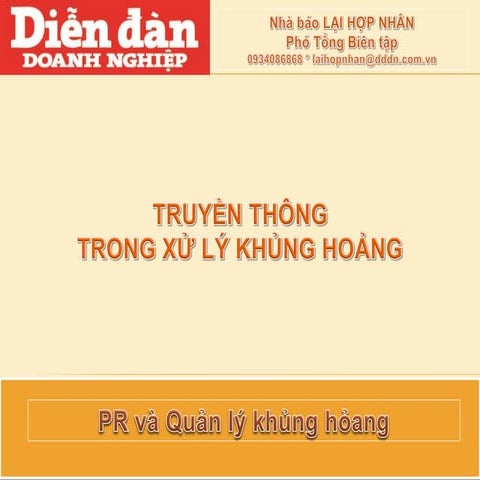 Truyền thông trong xử lý khủng hoảng