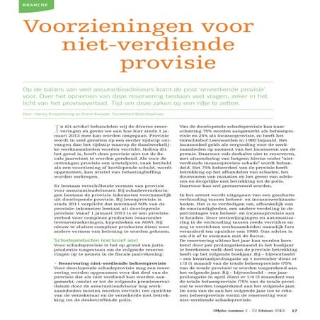 Voorzieningen voor niet verdiende provisie