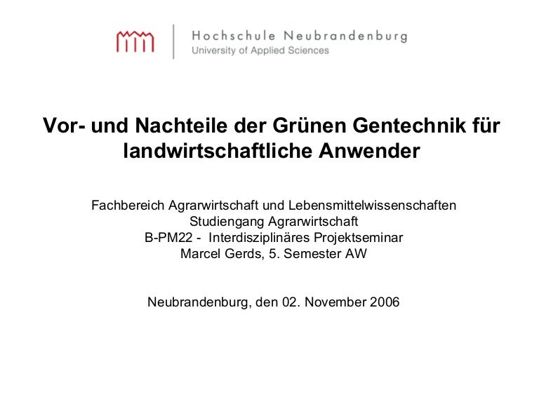 Vor und Nachteile der grünen Gentechnik für landwirtschaftliche Anwe…