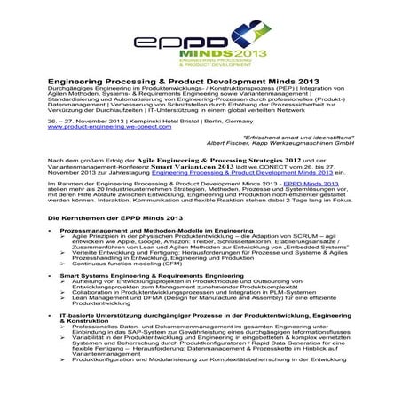 Engineering Processing & Product Development Minds 2013