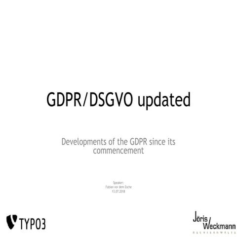 2018 - CertiFUNcation - Fabian vor dem Esche: GDPR updated