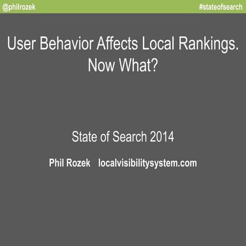 User Behavior Affects Local Rankings. Now What?