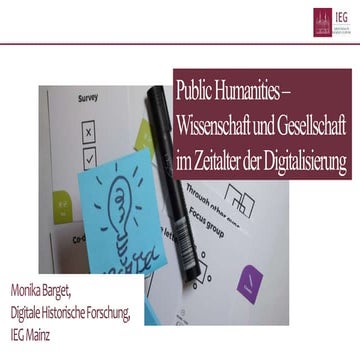 Vorlesung "Public Humanities - Wissenschaft und Gesellschaft im Zeitalter der Digitalisierung" 