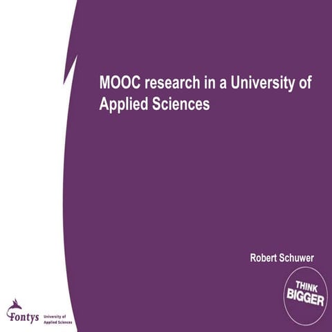 MOOC research and its value for Universities of Applied Sciences