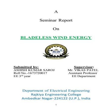 Vortex bladeless wind generator report