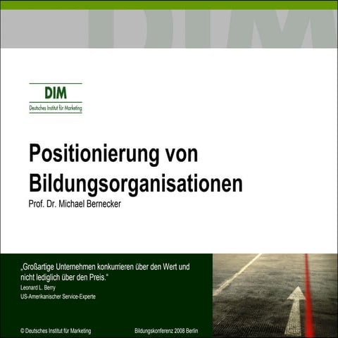 Positionierung von Bildungsanbietern, Vortrag im Rahmen der ZWH-Bildungskonfe...