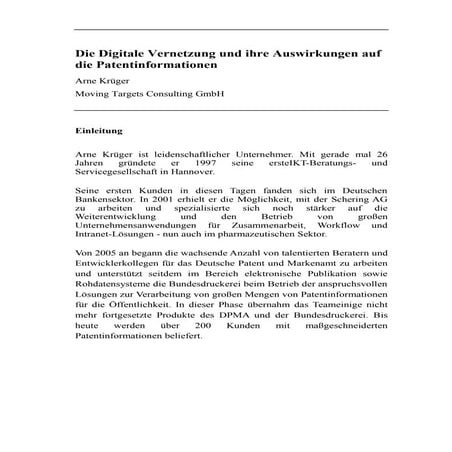 Digitale Vernetzung und Patent Informationen