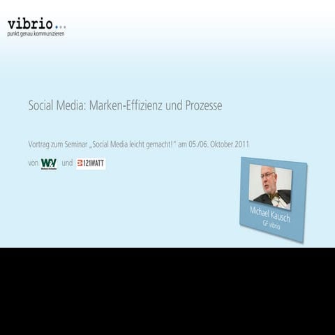 Social Media Marketing: Markeneffizienz und Prozesse. Vortrag für einen Works...