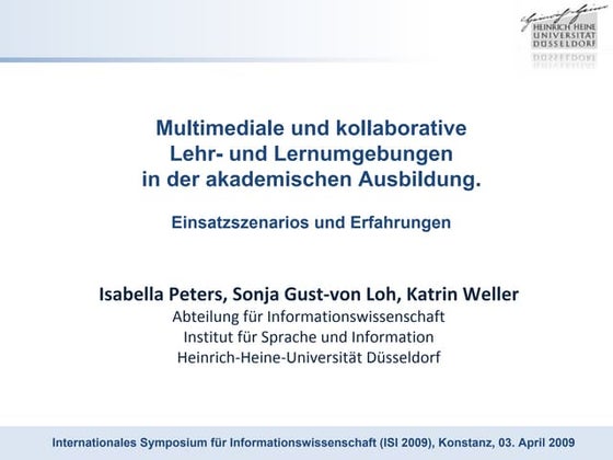 Multimediale und kollaborative Lehr- und Lernumgebungen in der akademischen A...