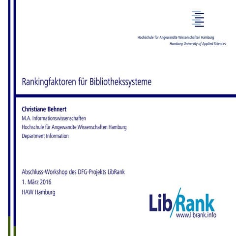 Rankingfaktoren für Bibliothekssysteme