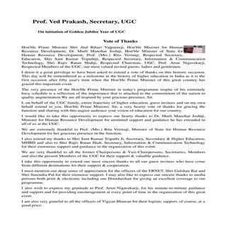 Vote of Thanks Sample