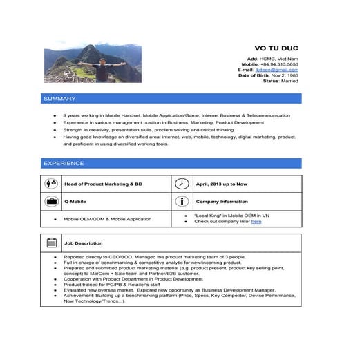 Vo Tu Duc Detailed CV